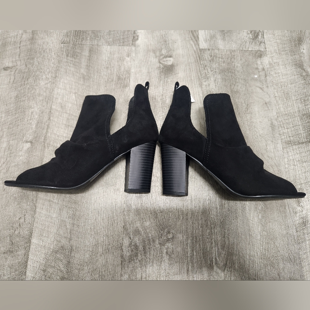 Women's Slip-On Open Toe Peep Toe Ankle Boots Suede Black - Size 8.5 *NWT* - Picture 4 of 9